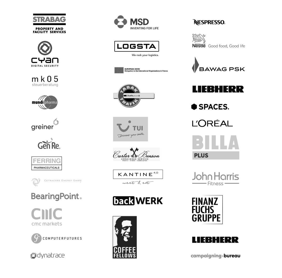Logos ausgewählter Mieter des ICON VIENNA